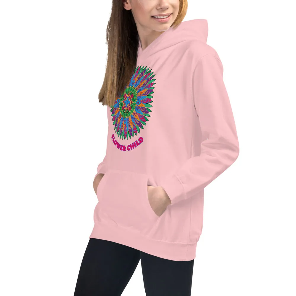 Flower Child Mandala Medallion Hoodie Teen Kids Girls Yoga Athletic Wear Trendy Unique Gifts