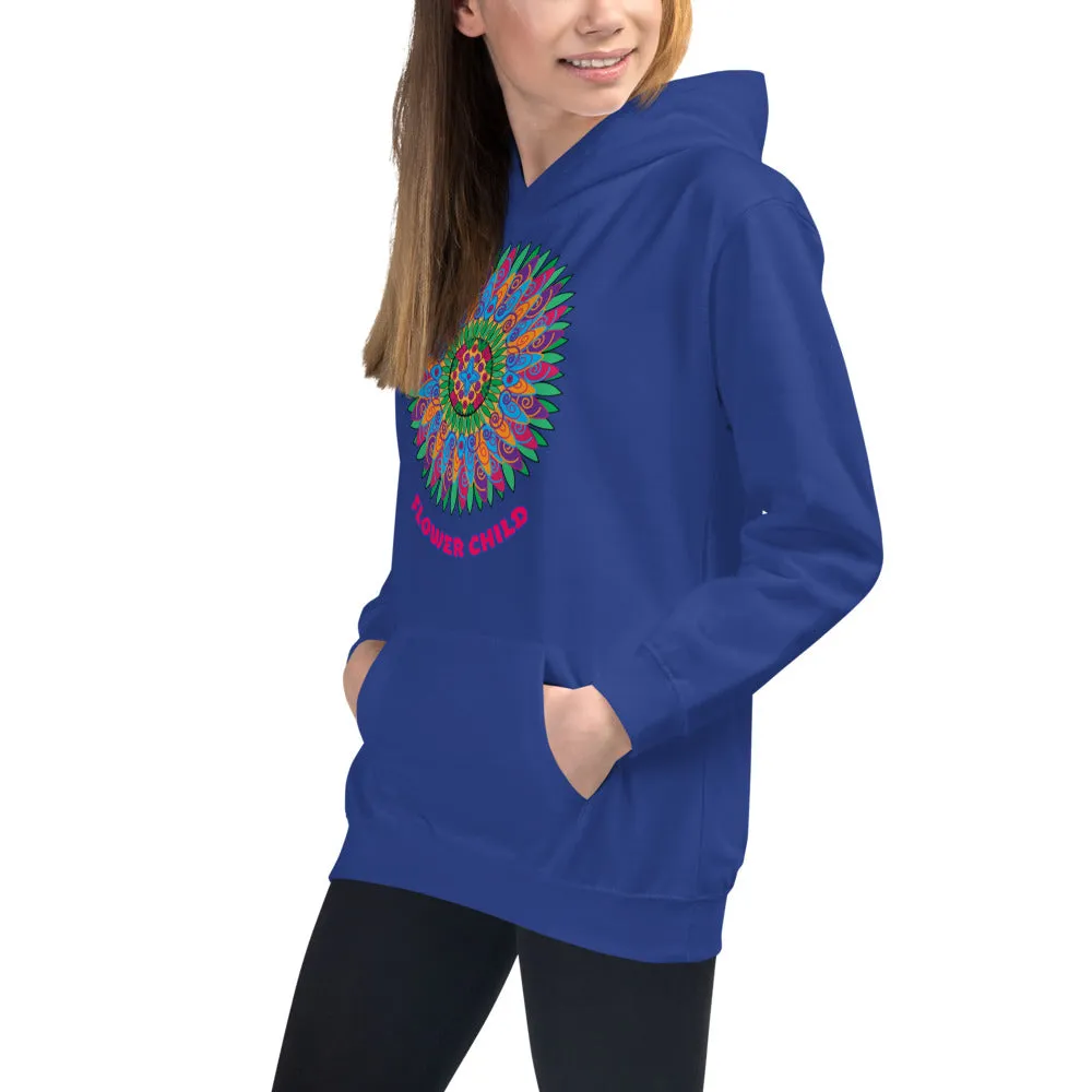 Flower Child Mandala Medallion Hoodie Teen Kids Girls Yoga Athletic Wear Trendy Unique Gifts