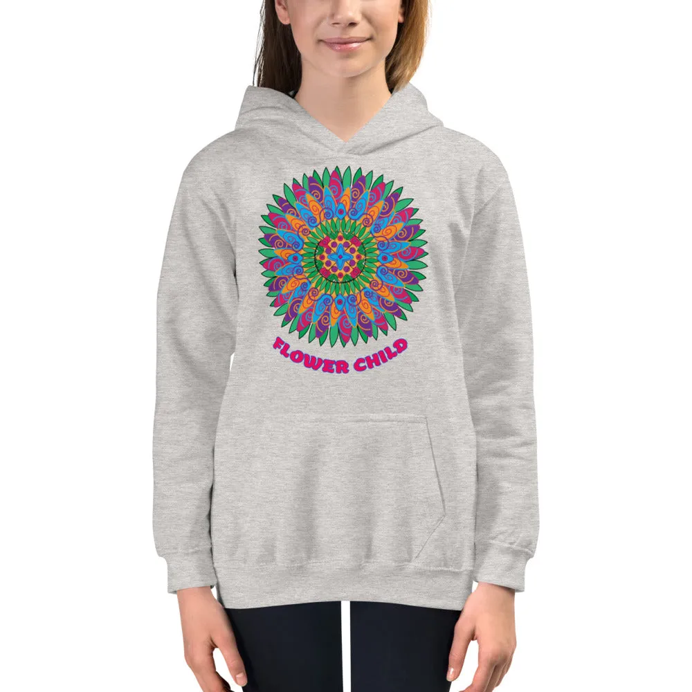 Flower Child Mandala Medallion Hoodie Teen Kids Girls Yoga Athletic Wear Trendy Unique Gifts