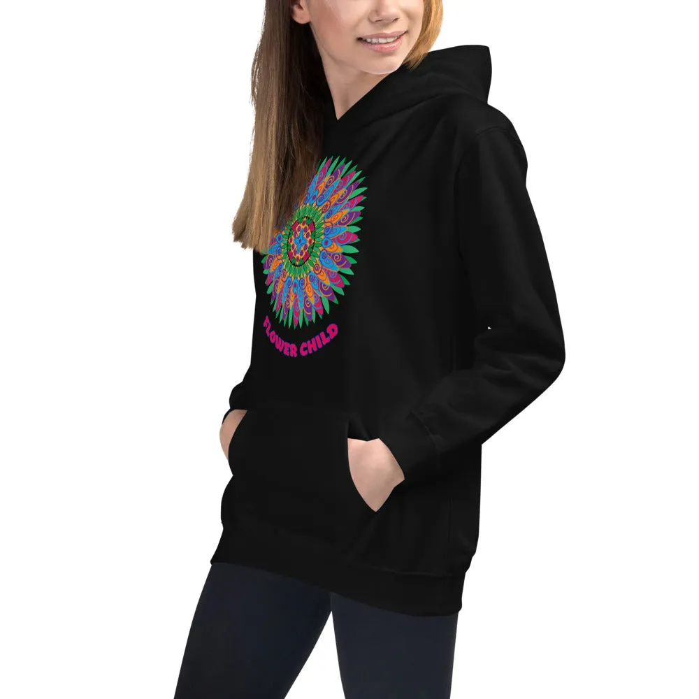 Flower Child Mandala Medallion Hoodie Teen Kids Girls Yoga Athletic Wear Trendy Unique Gifts