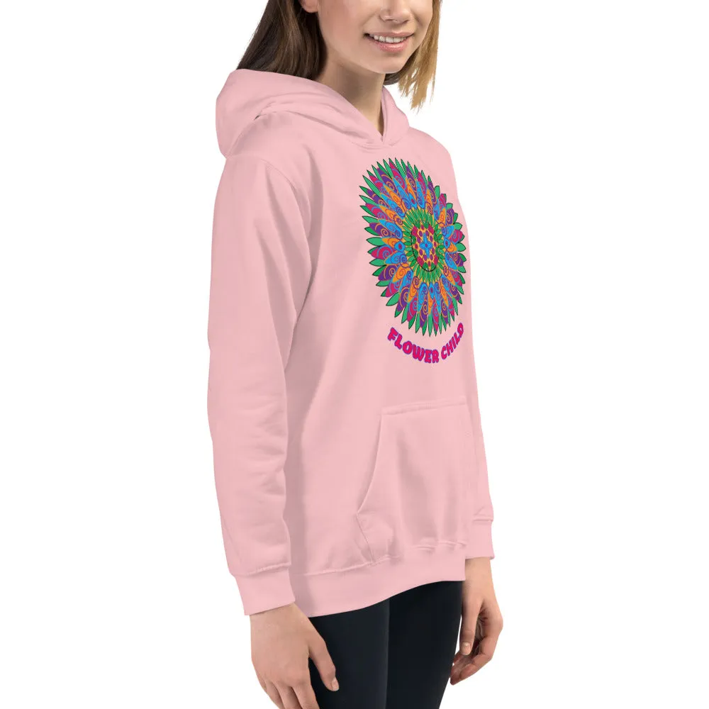 Flower Child Mandala Medallion Hoodie Teen Kids Girls Yoga Athletic Wear Trendy Unique Gifts