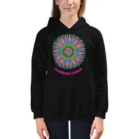 Flower Child Mandala Medallion Hoodie Teen Kids Girls Yoga Athletic Wear Trendy Unique Gifts