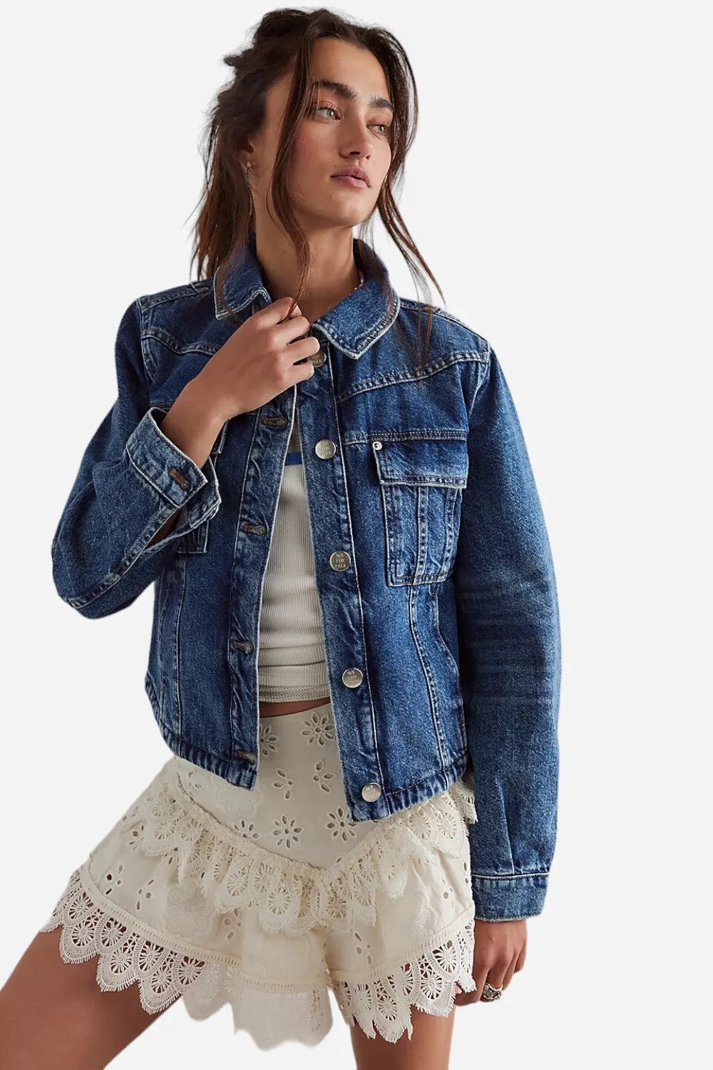 Free People Jade Denim Jacket in High Dive