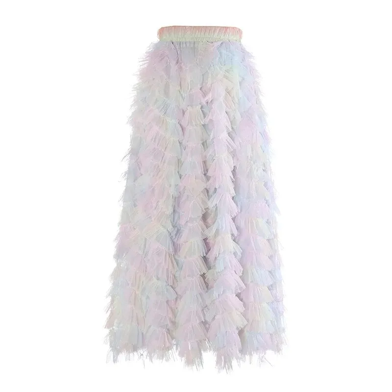 Frosting- the Multicolored Ruffled Tulle Skirt 4 Colors