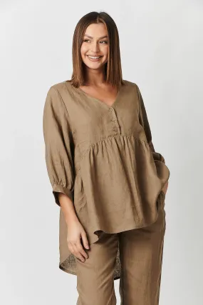 GA414 V Neck Swing Tunic in Tobacco