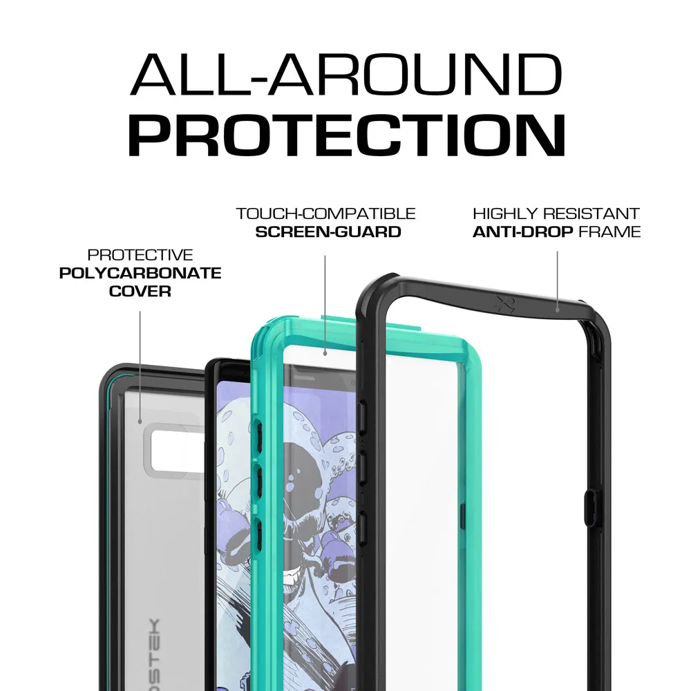 Galaxy Note 8, Ghostek Nautical Galaxy Note 8 Case Military Grade Armor Waterproof Cover | Teal