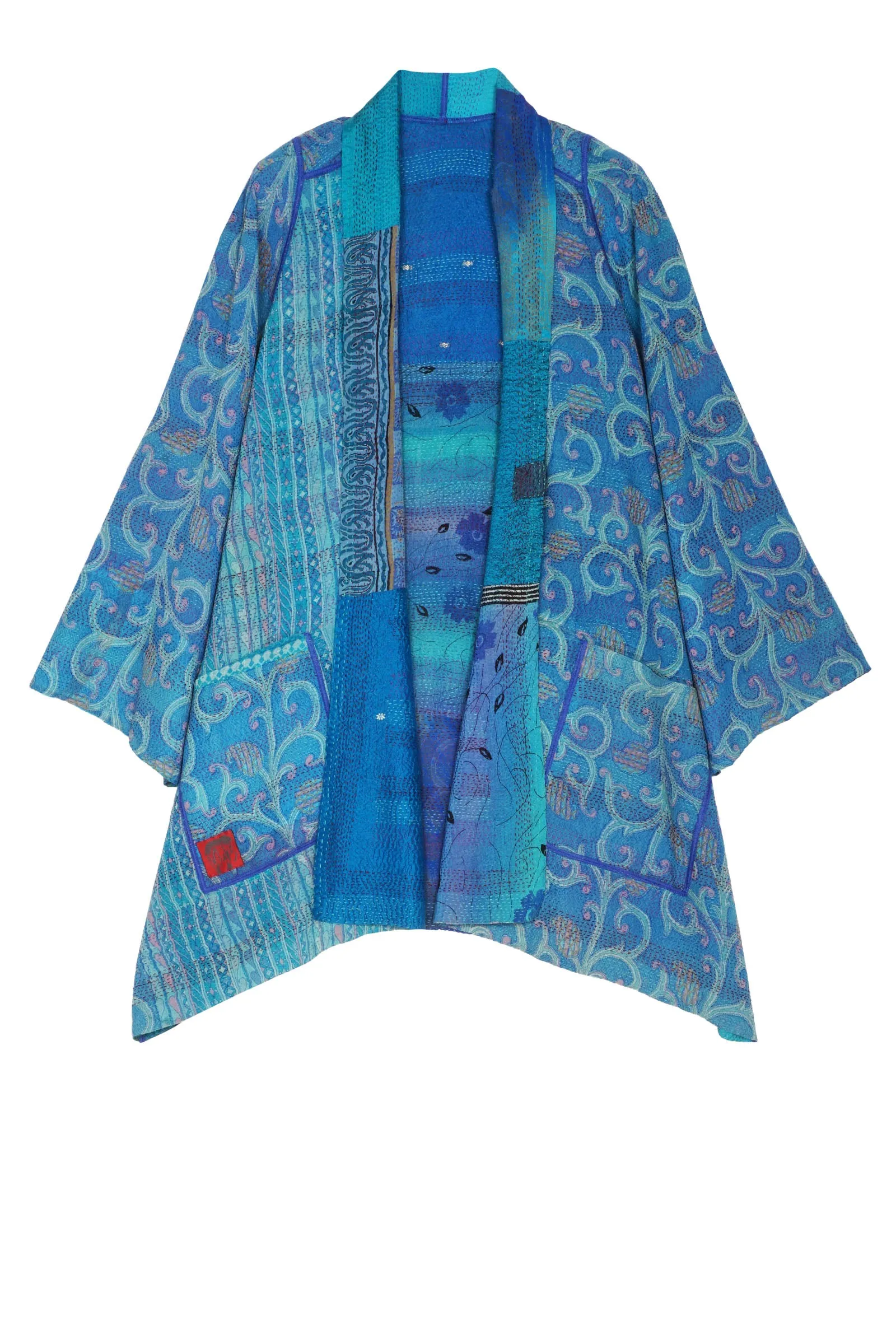 GEORGETTE VINTAGE SILK PATCH KANTHA A-LINE JKT