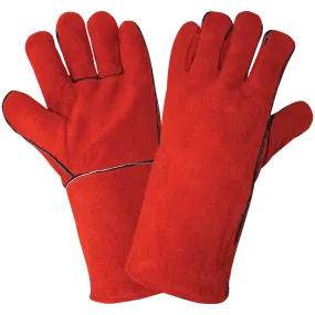 Global Glove Economy-Grade Split Leather Red Welders Gloves with Thermal-Knit Lining - 1200E