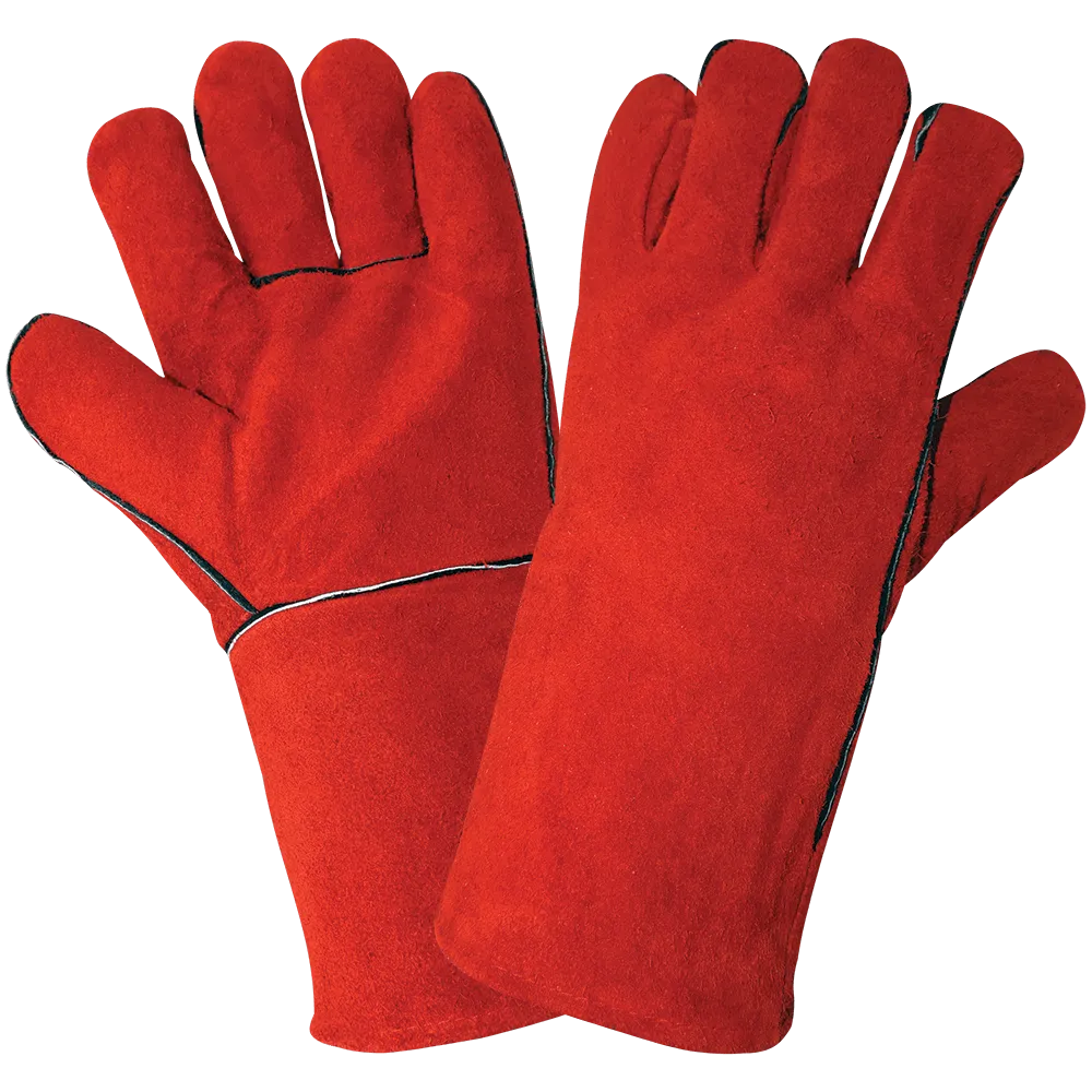 Global Glove Economy-Grade Split Leather Red Welders Gloves with Thermal-Knit Lining - 1200E