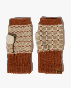 Gloves, Bisque, Tehtava, Grid Beige and Brick, Fingerless