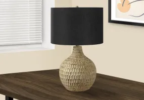 Glowing Elegance - 25"H Black Shade Table Lamp in Contemporary Brown Resin