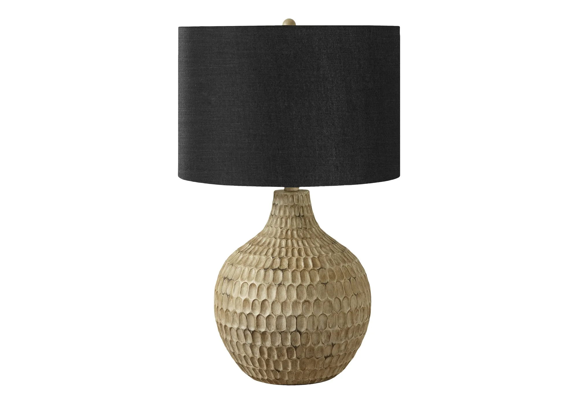 Glowing Elegance - 25"H Black Shade Table Lamp in Contemporary Brown Resin