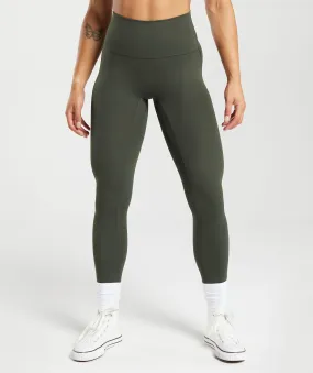 Gymshark Legacy Regular Leggings - Deep Olive Green