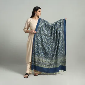 Hand Block Printed Cotton Ajrakh Dupatta 14