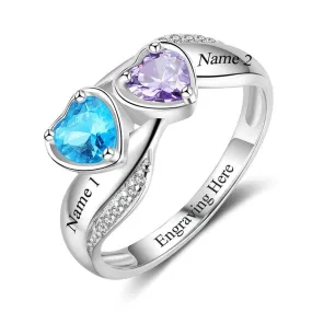 Heart Birthstone Engraved Ring for Women - Promise Ring for Women - Sterling Silver Jewelry for Women