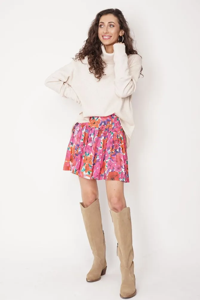 Helen Skirt Flower Print Pink