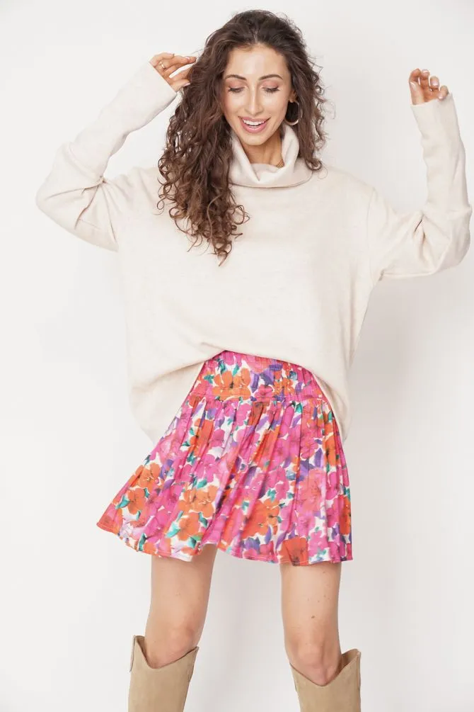 Helen Skirt Flower Print Pink