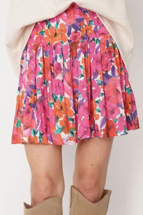 Helen Skirt Flower Print Pink