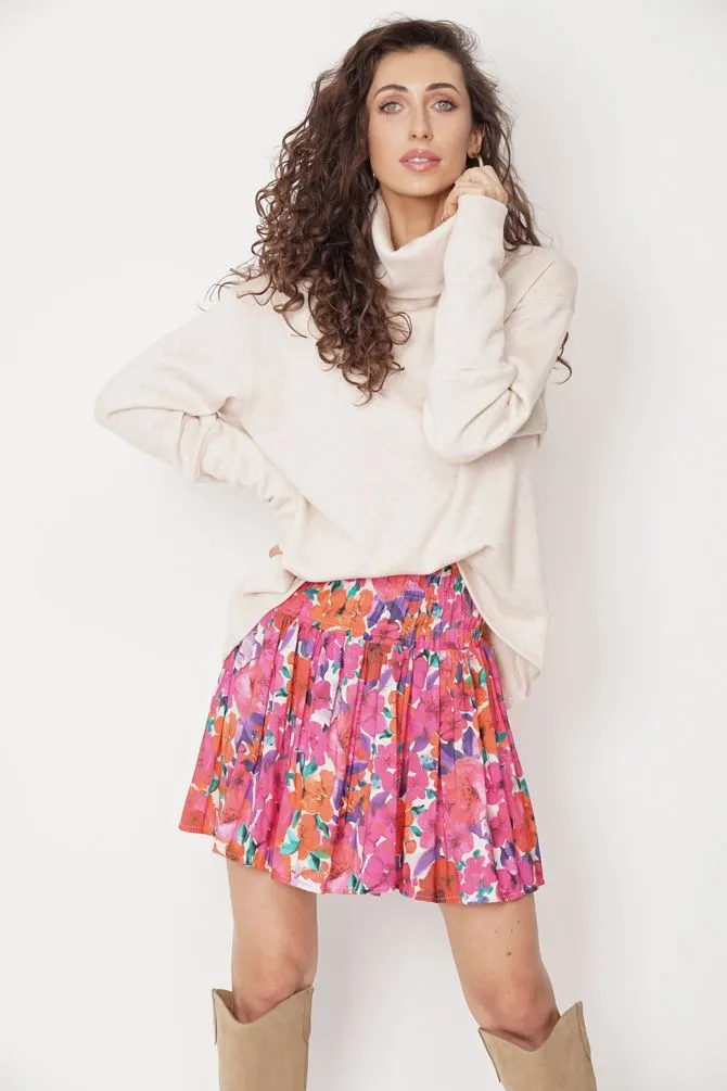 Helen Skirt Flower Print Pink