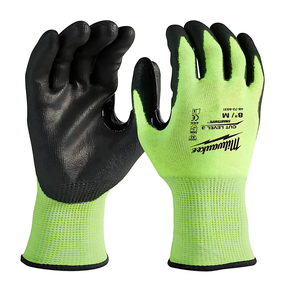 High Visibility Cut Level 3 Polyurethane Dipped Gloves - M