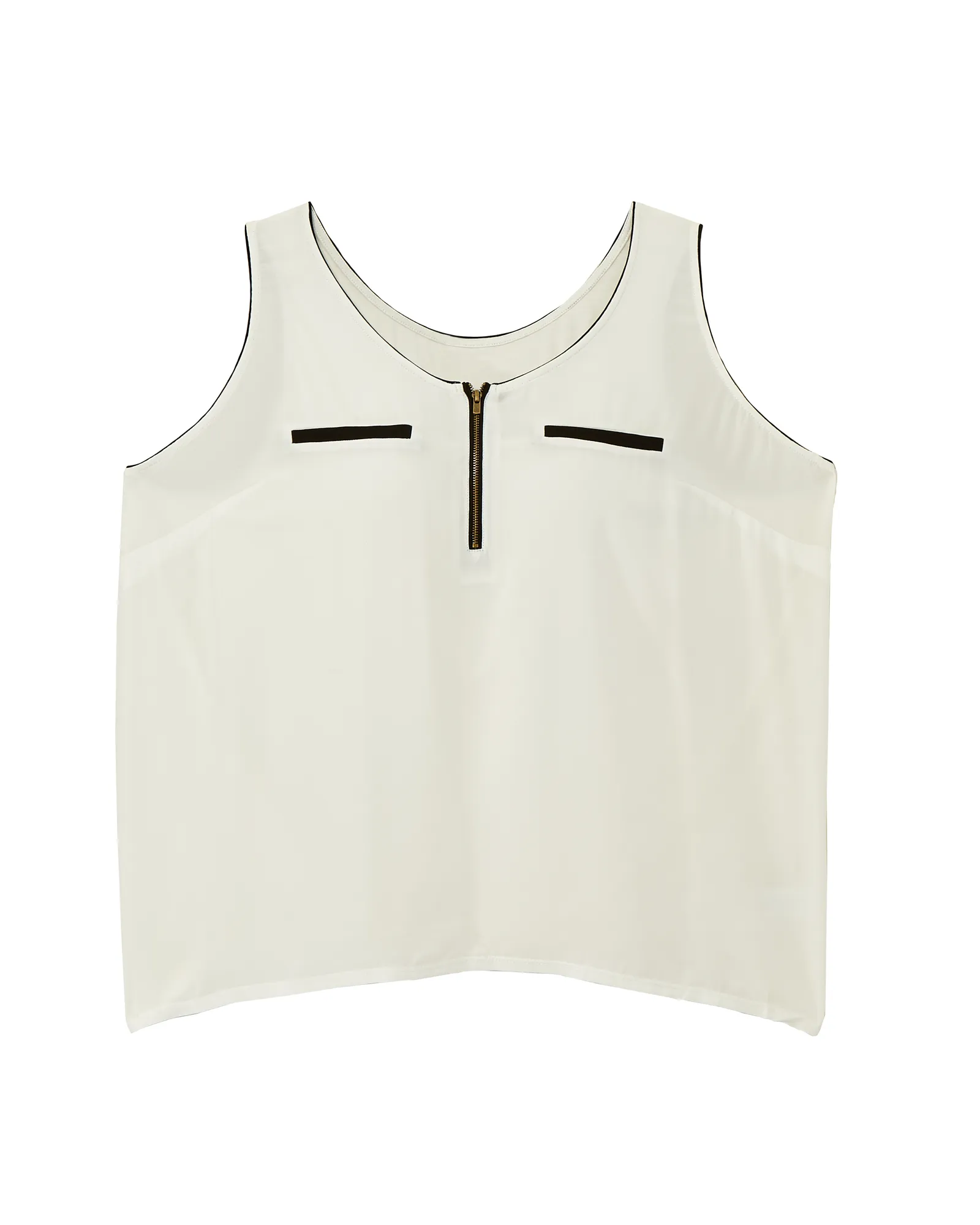 Hilary Zip Detail Tank | Ivory / Black