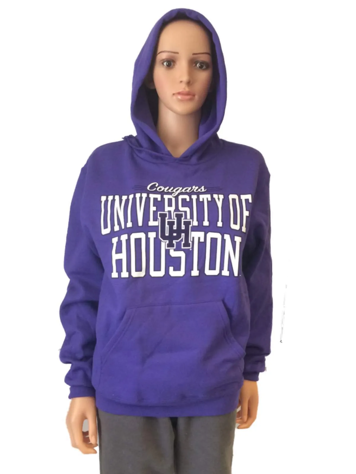 Houston Cougars Champion WOMENS Purple LS Pullover Hoodie Sweatshirt (S)