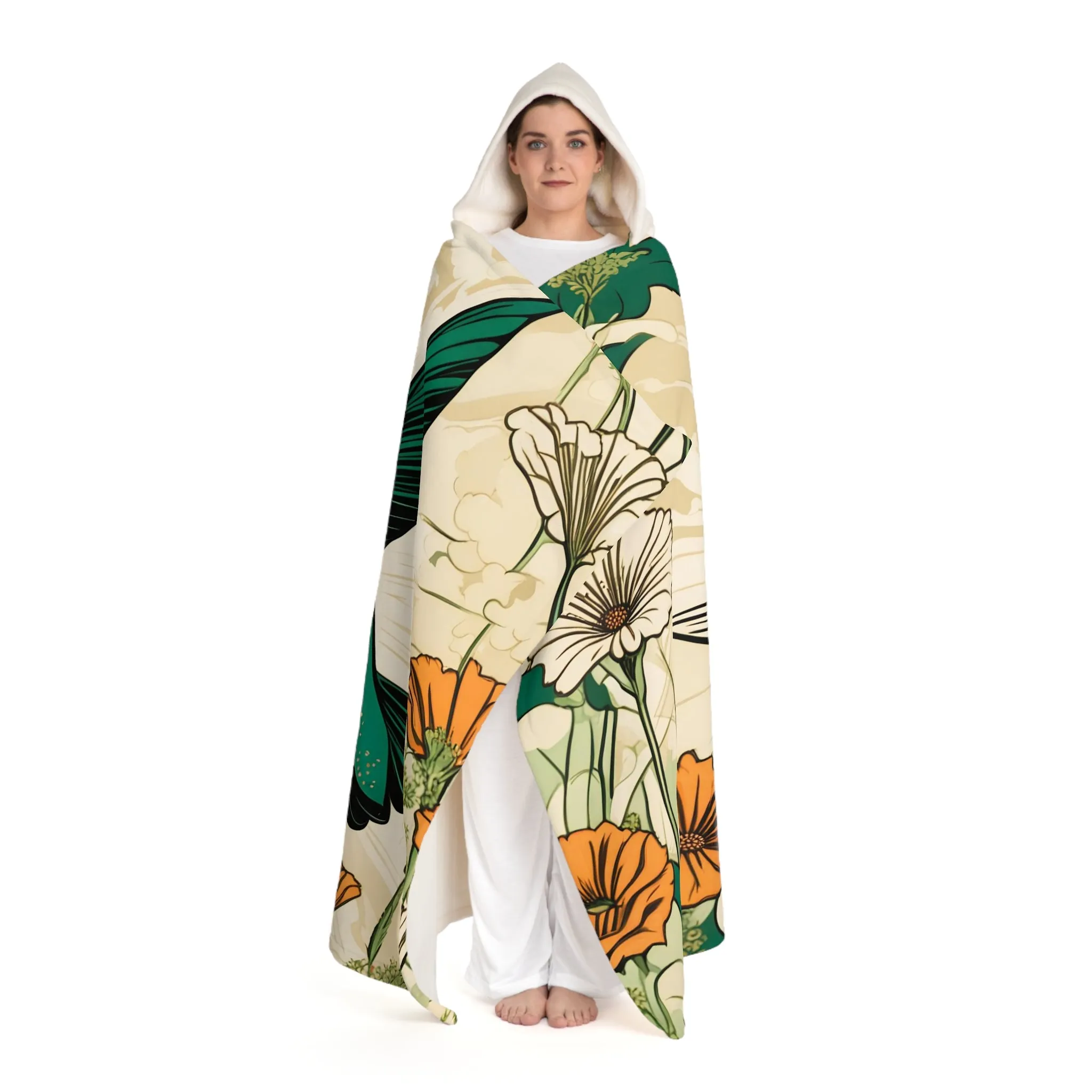 Hummingbird, Cozy Hooded Sherpa Fleece Blanket