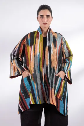 IKAT STRIPE KANTHA A-LINE JACKET