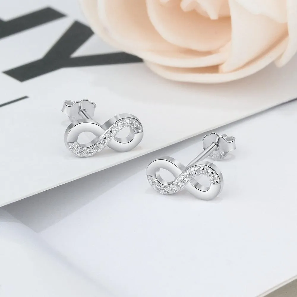 Infinity Love Earrings for Women- Sterling Silver Earrings for Women- Cubic Zirconia Stone Earrings for Women- Party Accessories for Women