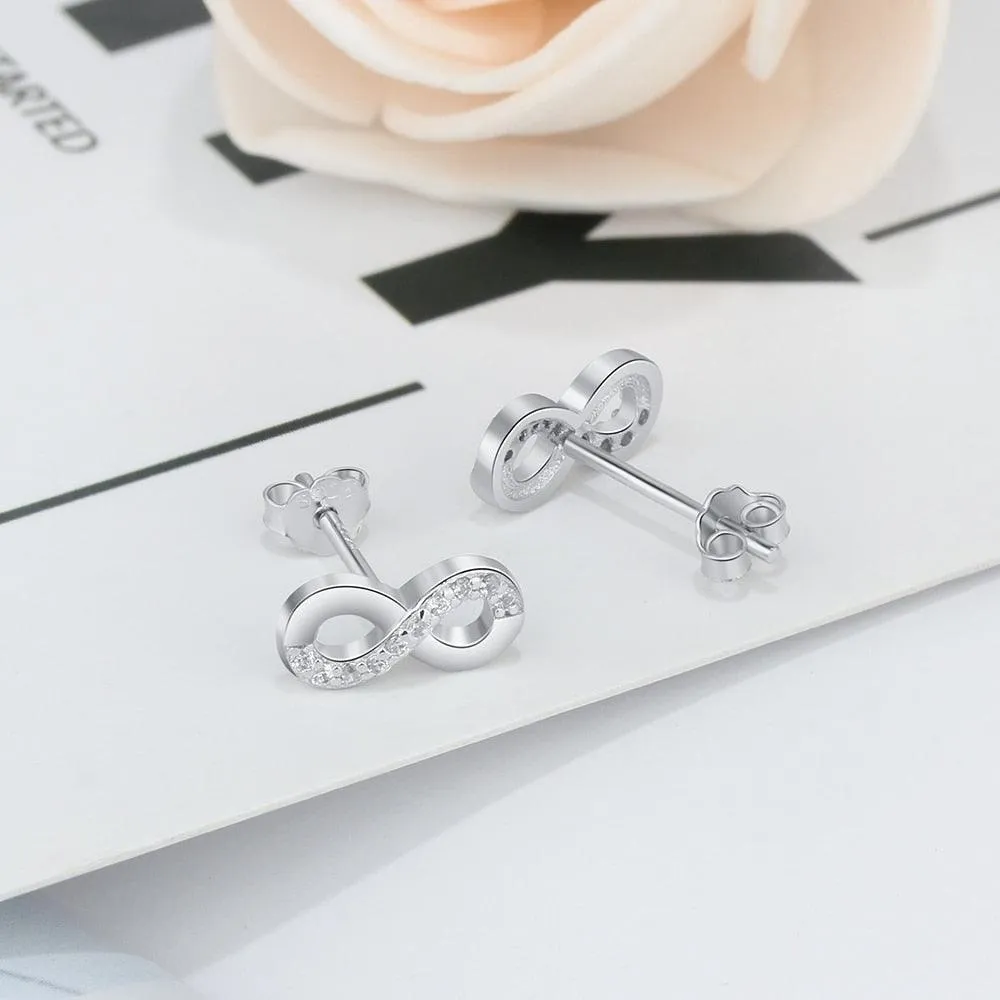 Infinity Love Earrings for Women- Sterling Silver Earrings for Women- Cubic Zirconia Stone Earrings for Women- Party Accessories for Women