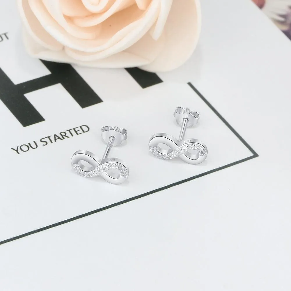 Infinity Love Earrings for Women- Sterling Silver Earrings for Women- Cubic Zirconia Stone Earrings for Women- Party Accessories for Women