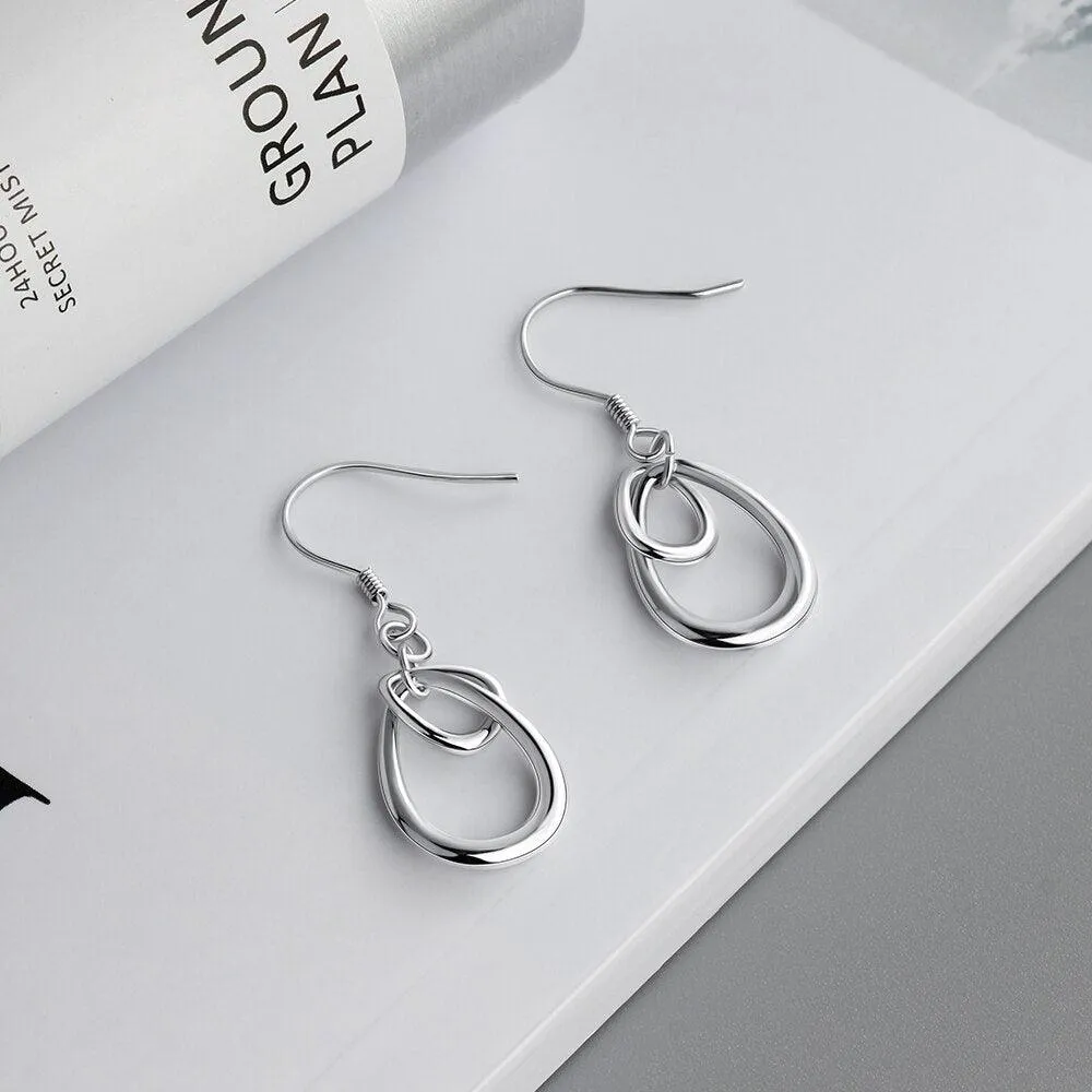 Irregular Shaped Earrings for Women- Rhodium Plated Jewelry for Women- Party Jewelry for Women- Fashion Earrings for Women- Birthday Gift for Her