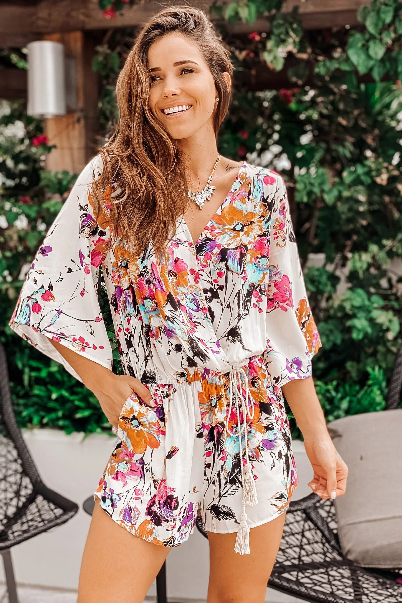 Ivory Floral Romper