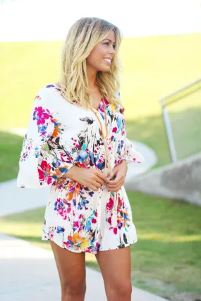 Ivory Floral Romper