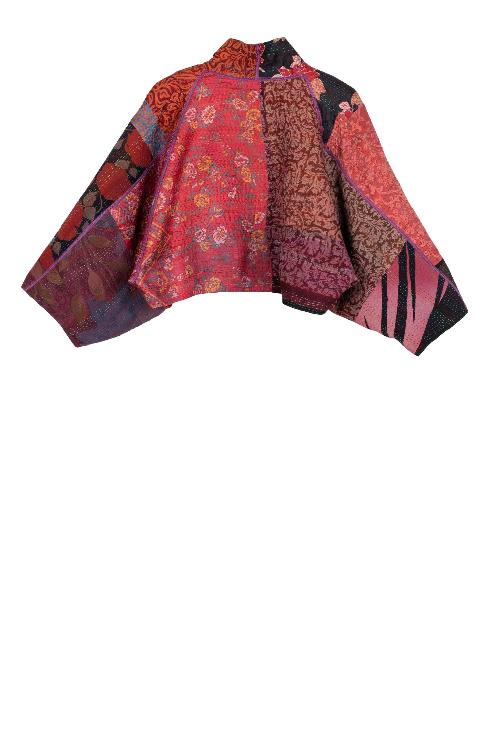 JACQUARD SILK KANTHA PUFF SLV. SHRUG