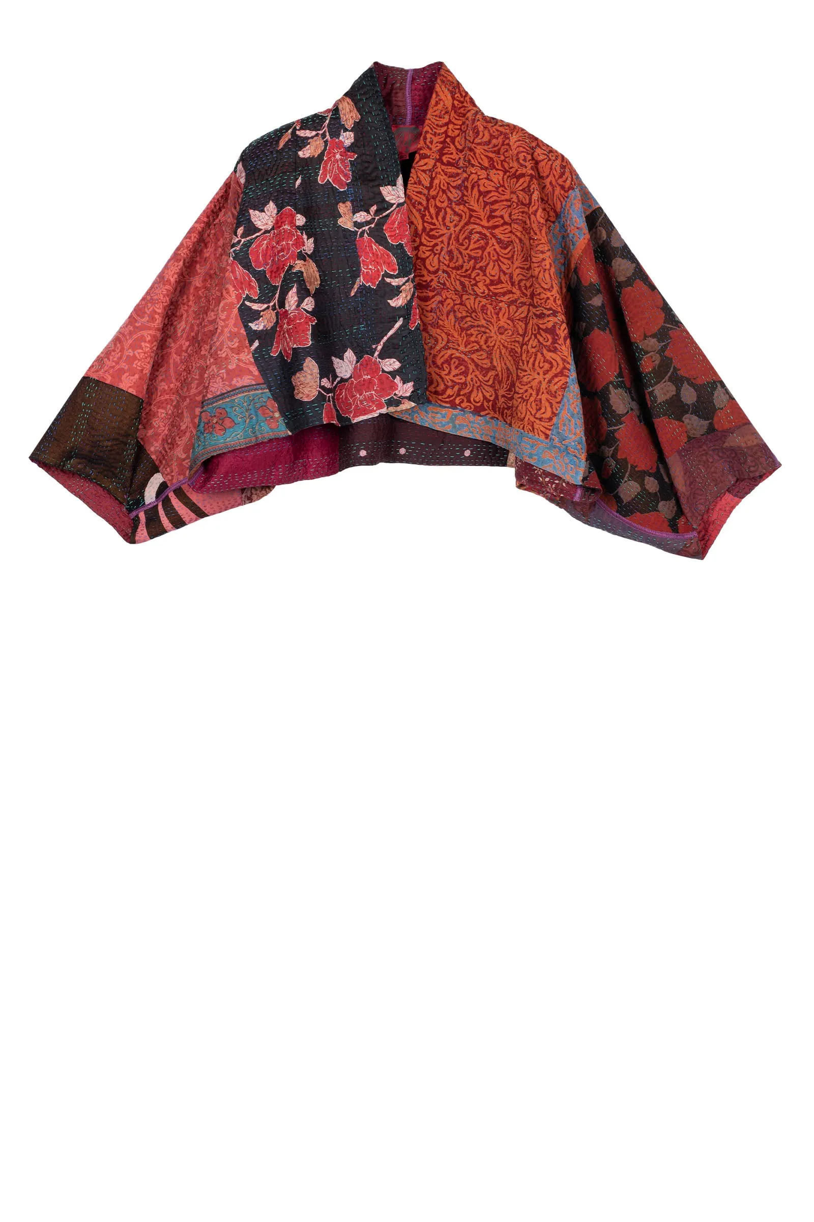 JACQUARD SILK KANTHA PUFF SLV. SHRUG