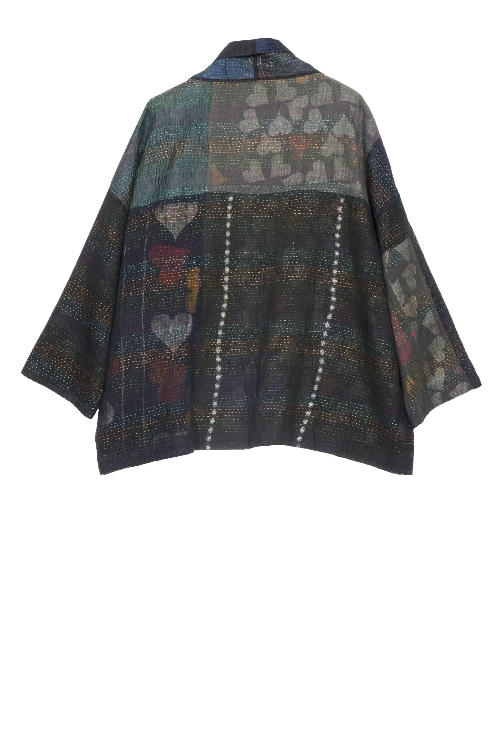 JAIPUR PATCH KANTHA BIG POCKET JACKET - jp4057-blk -