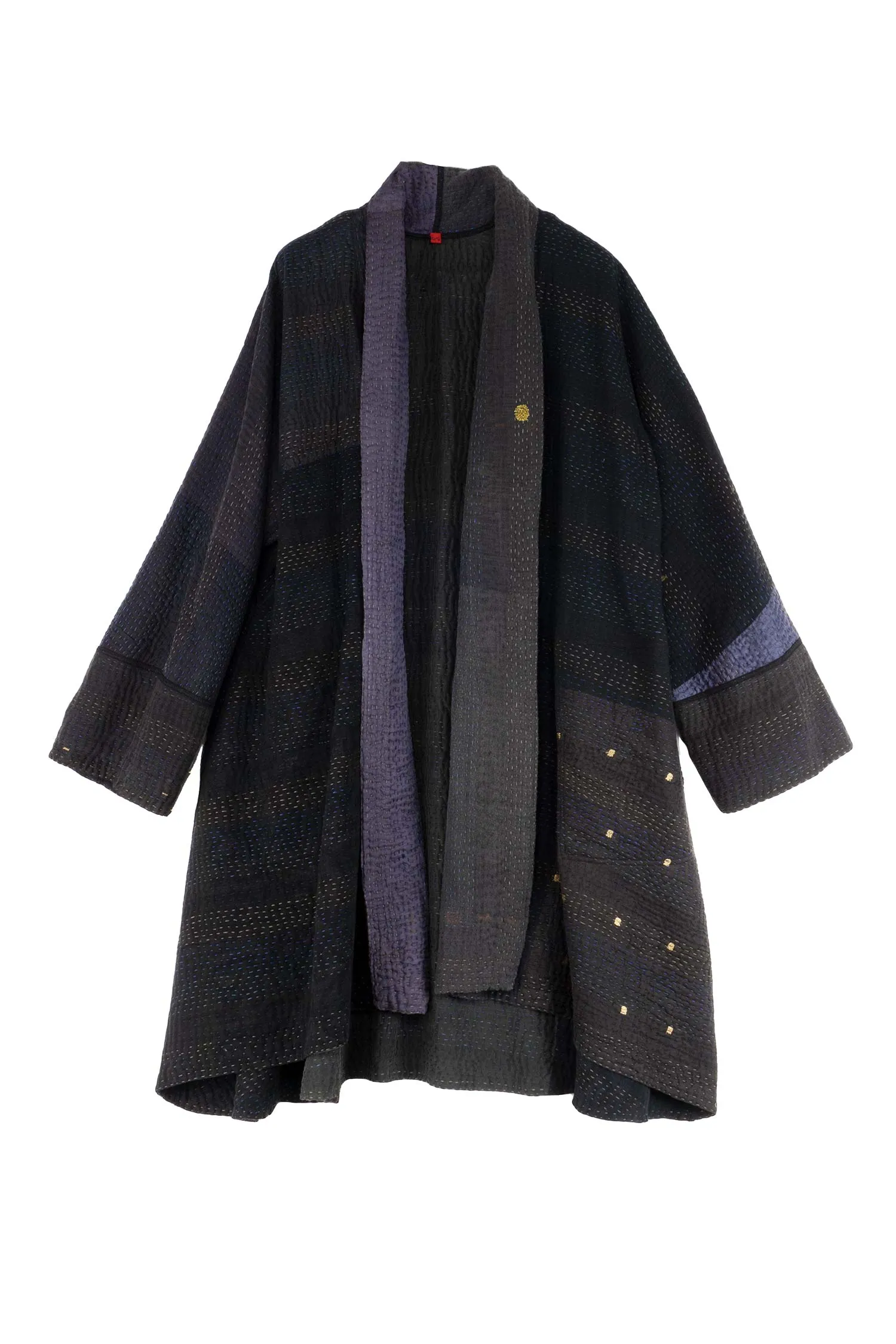 JAIPUR PATCH KANTHA KIMONO LONG JKT - jp4005-blk -