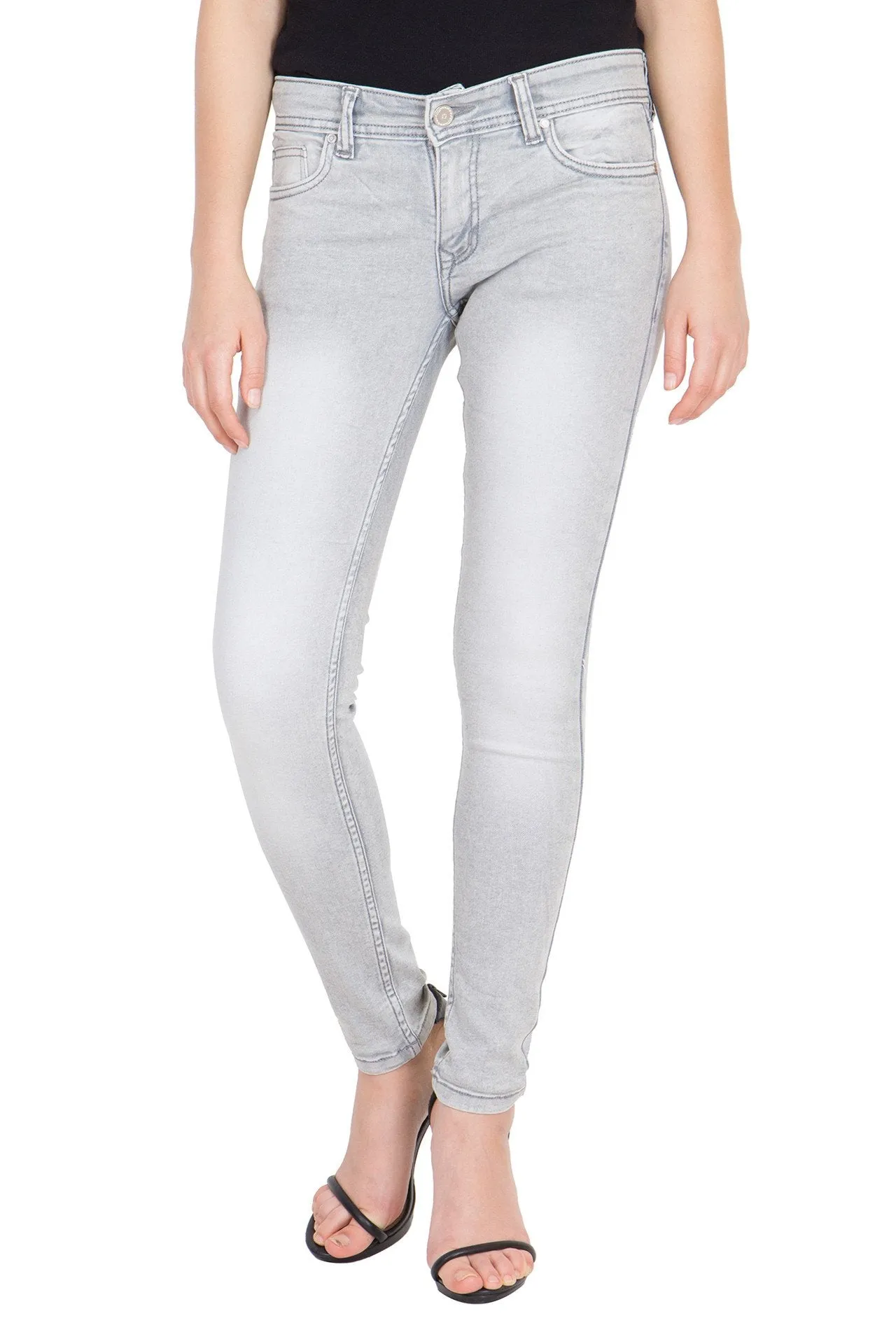 Kopyneko Women's Denim Stretchable Grey Jeans