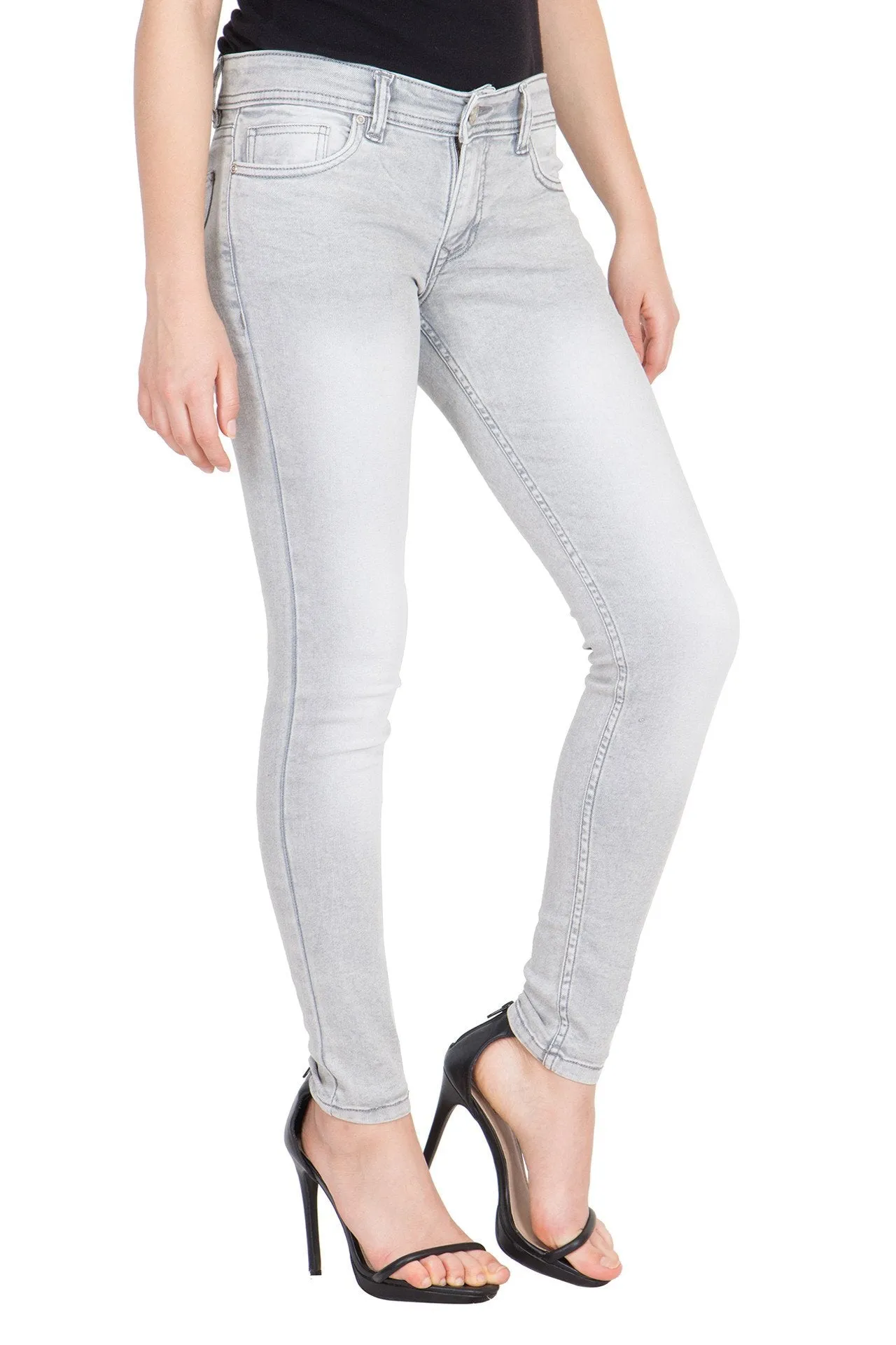 Kopyneko Women's Denim Stretchable Grey Jeans