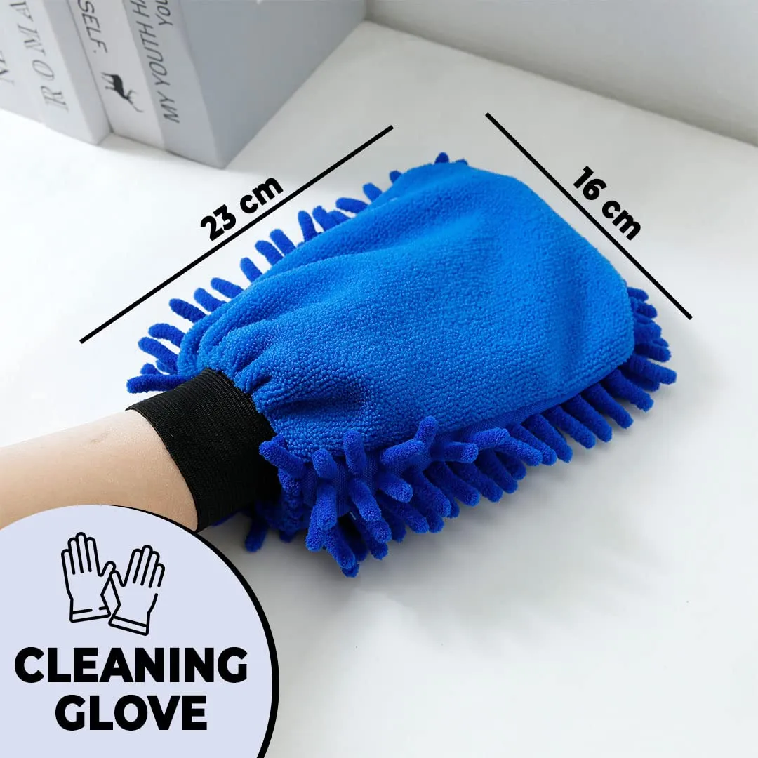 Kuber Industries Chenille Dry Mitt Gloves|Multi-Purpose Gloves For Kitchen, Home & Laptop Cleaning|Lint & Scratch Free|Super Absorbent|Blue