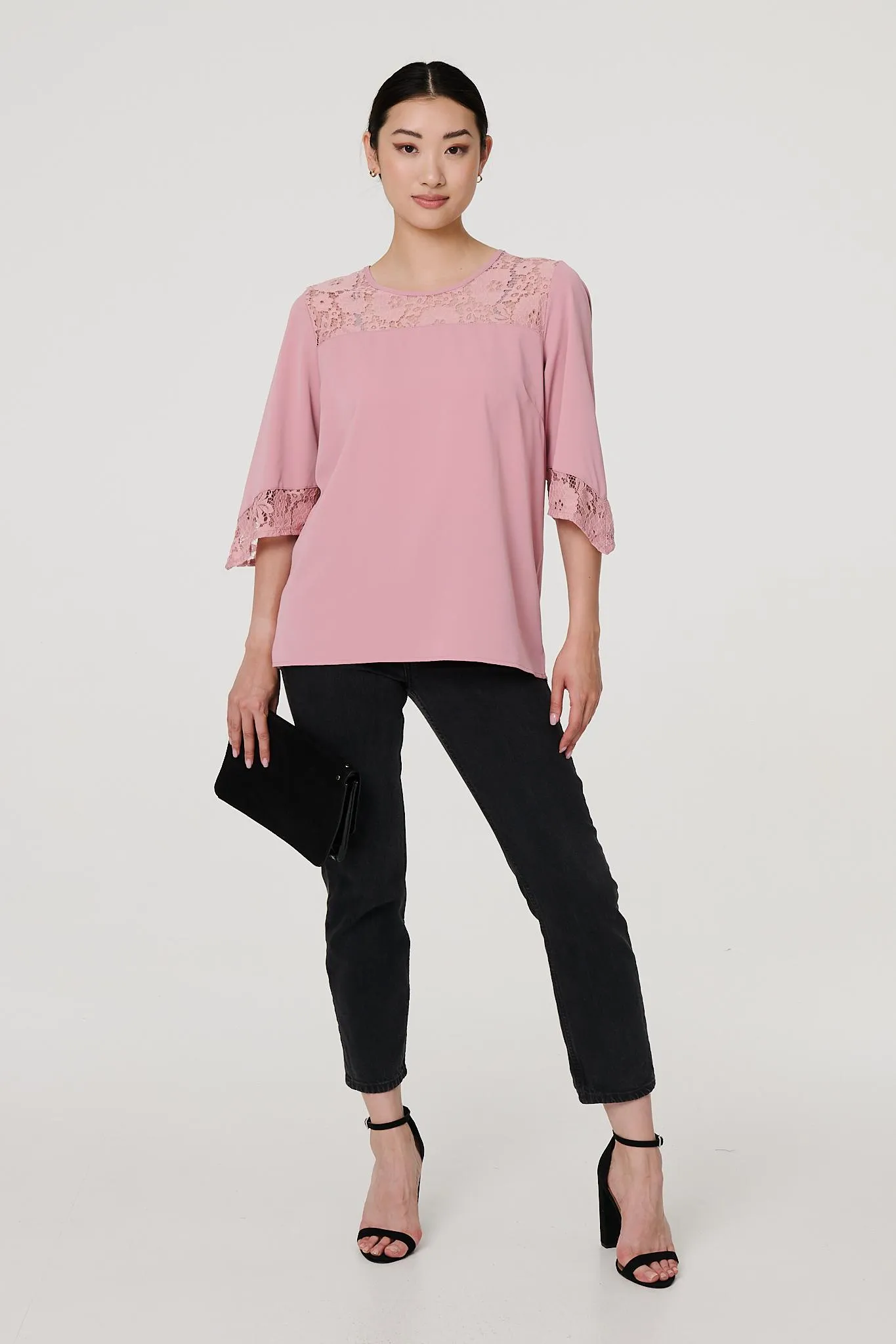 Lace Detail 3/4 Sleeve Blouse