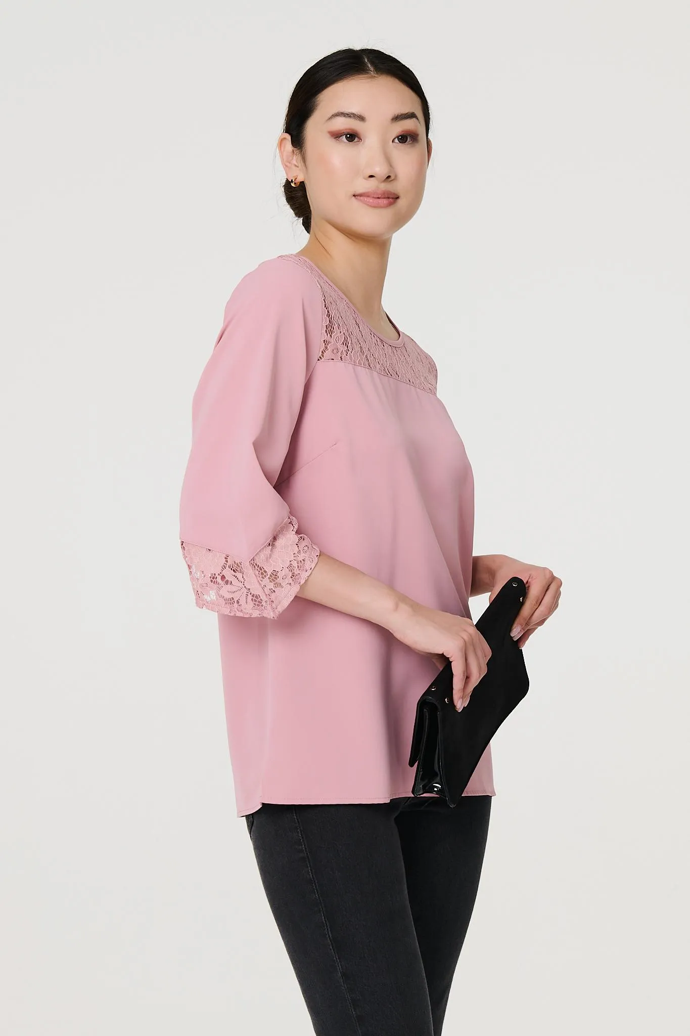 Lace Detail 3/4 Sleeve Blouse