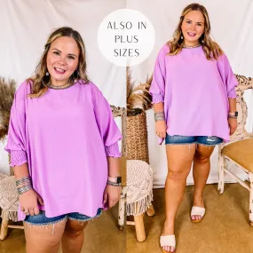 Last Chance Size Small (Oversized) | Growing and Glowing Smocked 3/4 Sleeve Oversized Blouse in Lavender