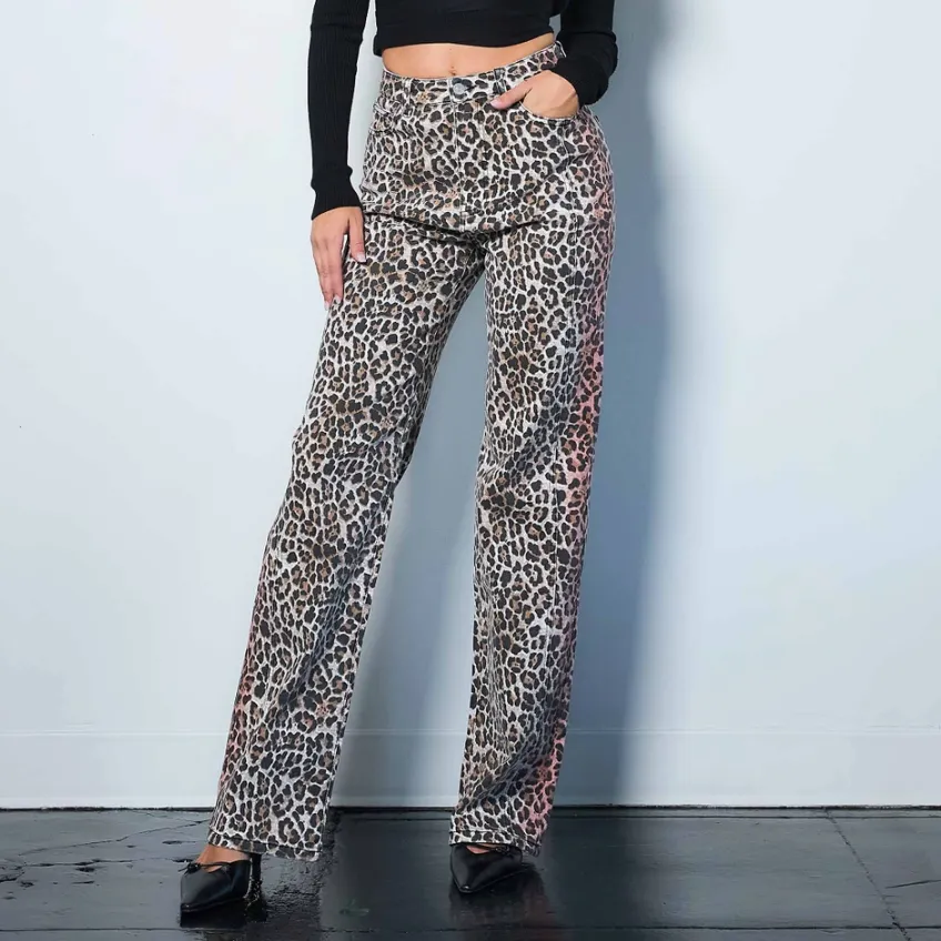 Leopard Love Wide Leg Leopard Jeans