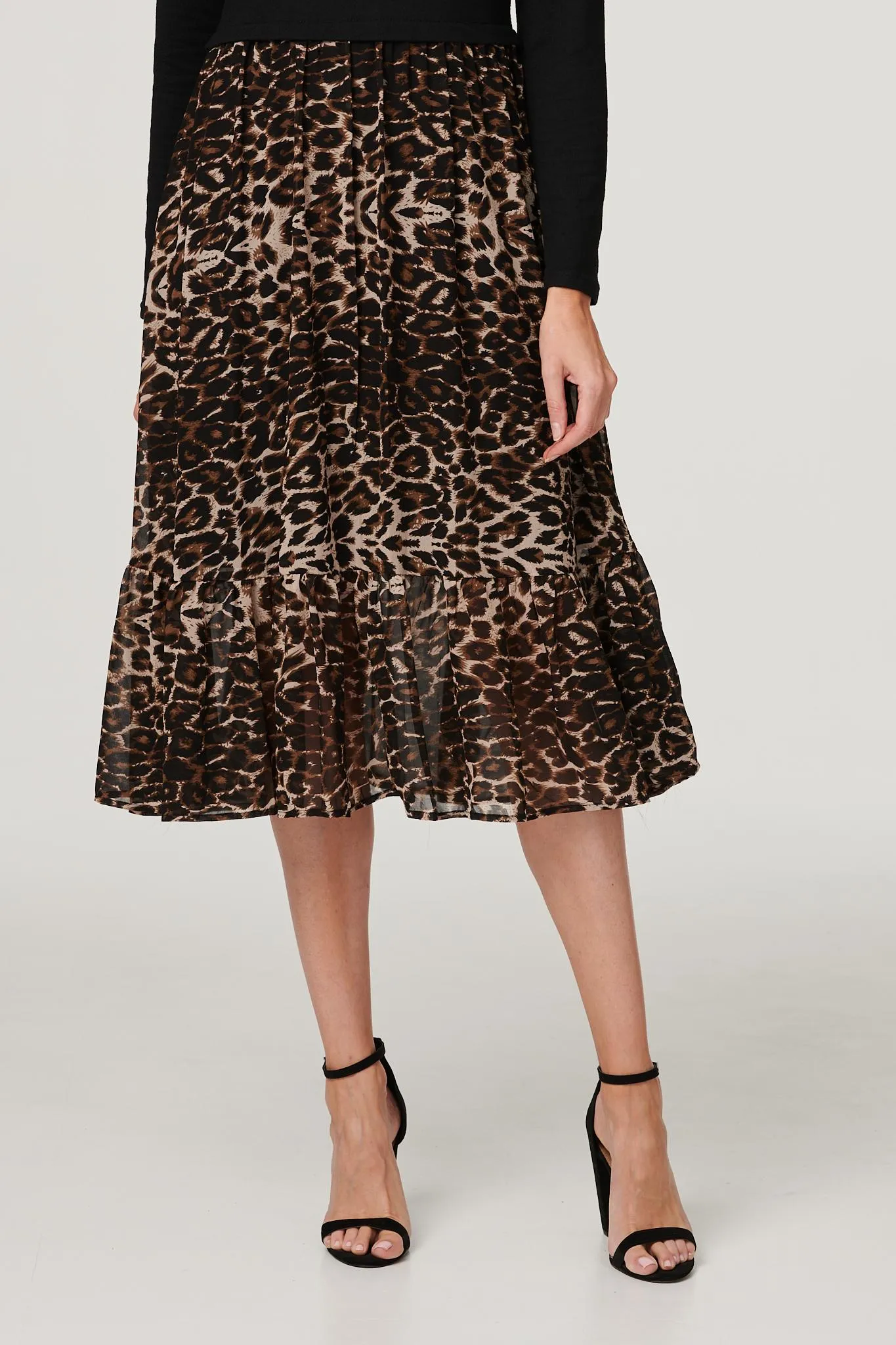 Leopard Print Tiered Midi Dress