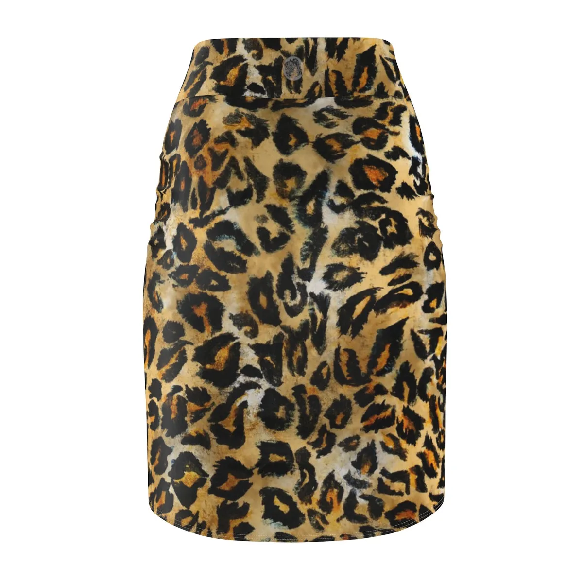 Leopard Print Women's Pencil Skirt, Animal Print Designer Skirt -Made in USA(Size XS-2XL)