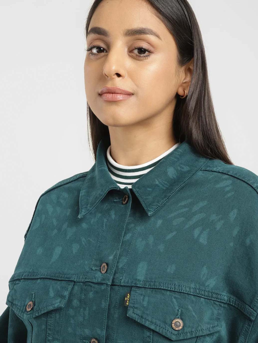 Levi's x Deepika Padukone Cropped Teal Trucker Jacket