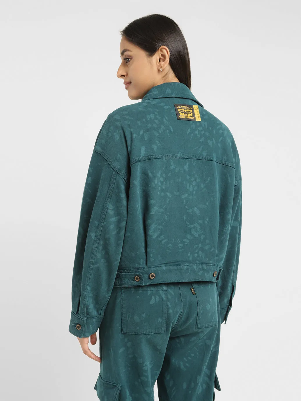 Levi's x Deepika Padukone Cropped Teal Trucker Jacket