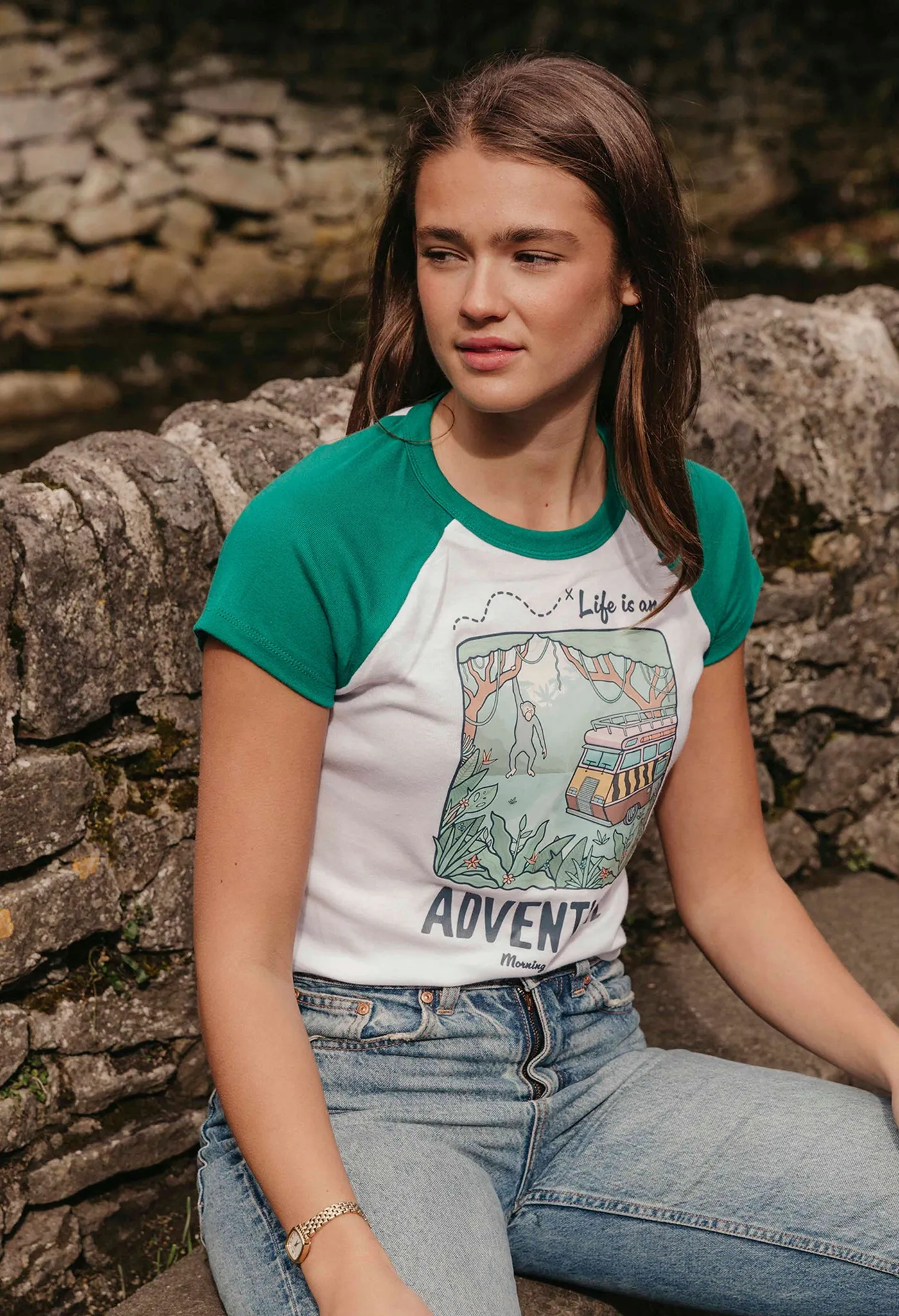 Life Is An Adventure Printed Micro Rib Baby Tee